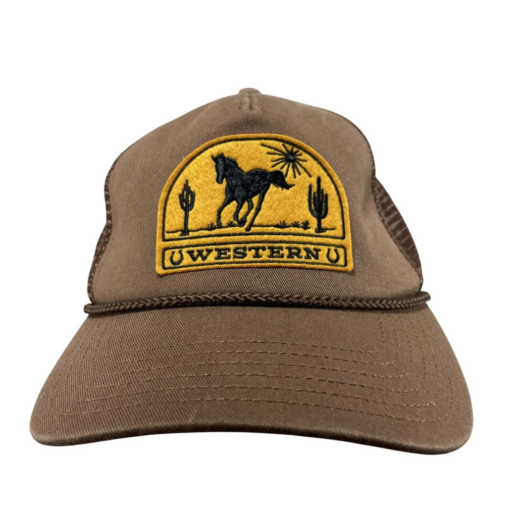 Mighty Fine Hat Cap Snap Back One Size Mens Brown Western Horse Trucker Mesh
